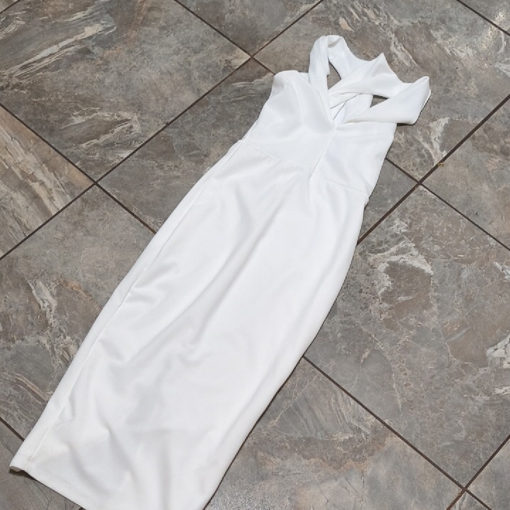 Windsor White Midi Dress with Halter Neck
